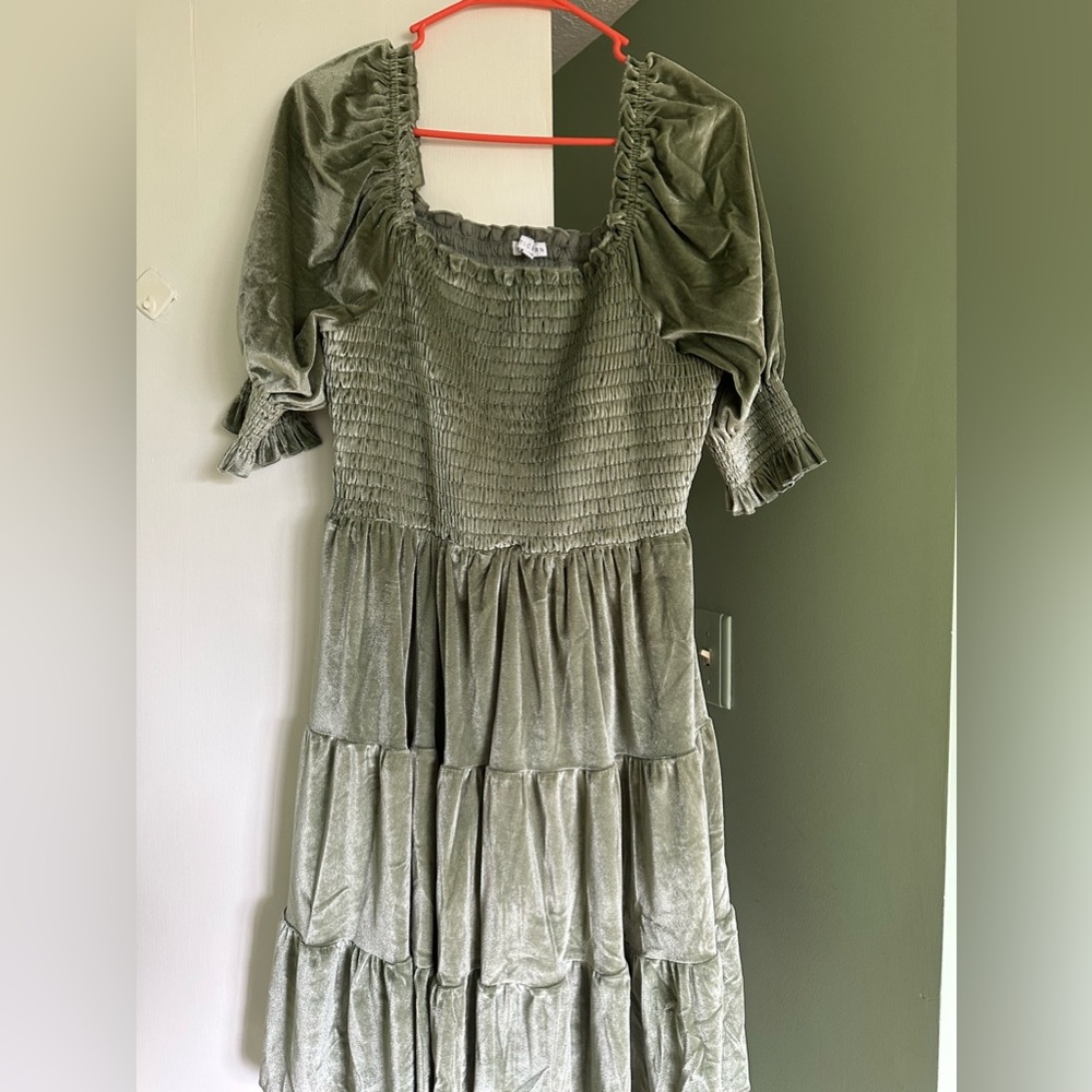Baltic born size xl sage velvet dress euc bnwot